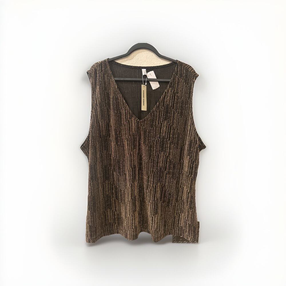 NWT!! Agnes Orinda Women’s 4x Black & Gold Shimmer Flowy Tank Blouse